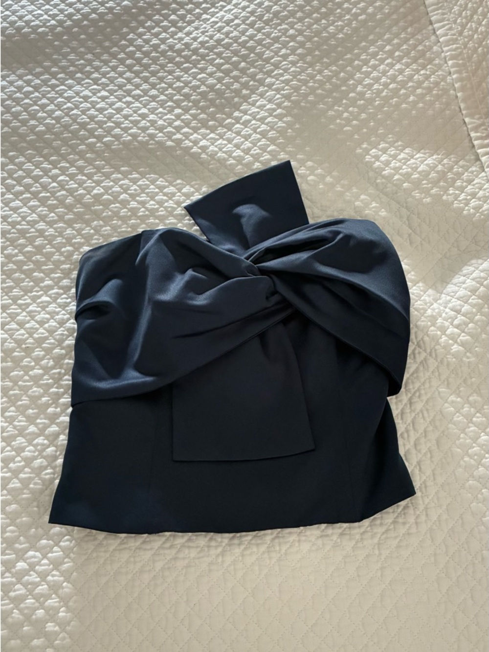 Anthropologie Strapless Twist-Front Navy Top